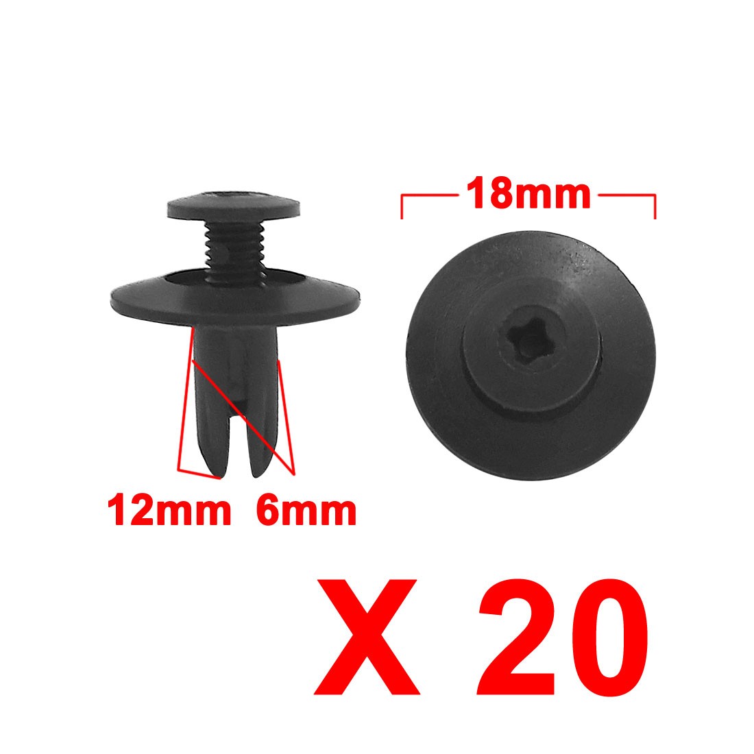 20Pcs Plastic Rivets Expansion Screws Fastener Fender Bumper Clips 6mm for Car