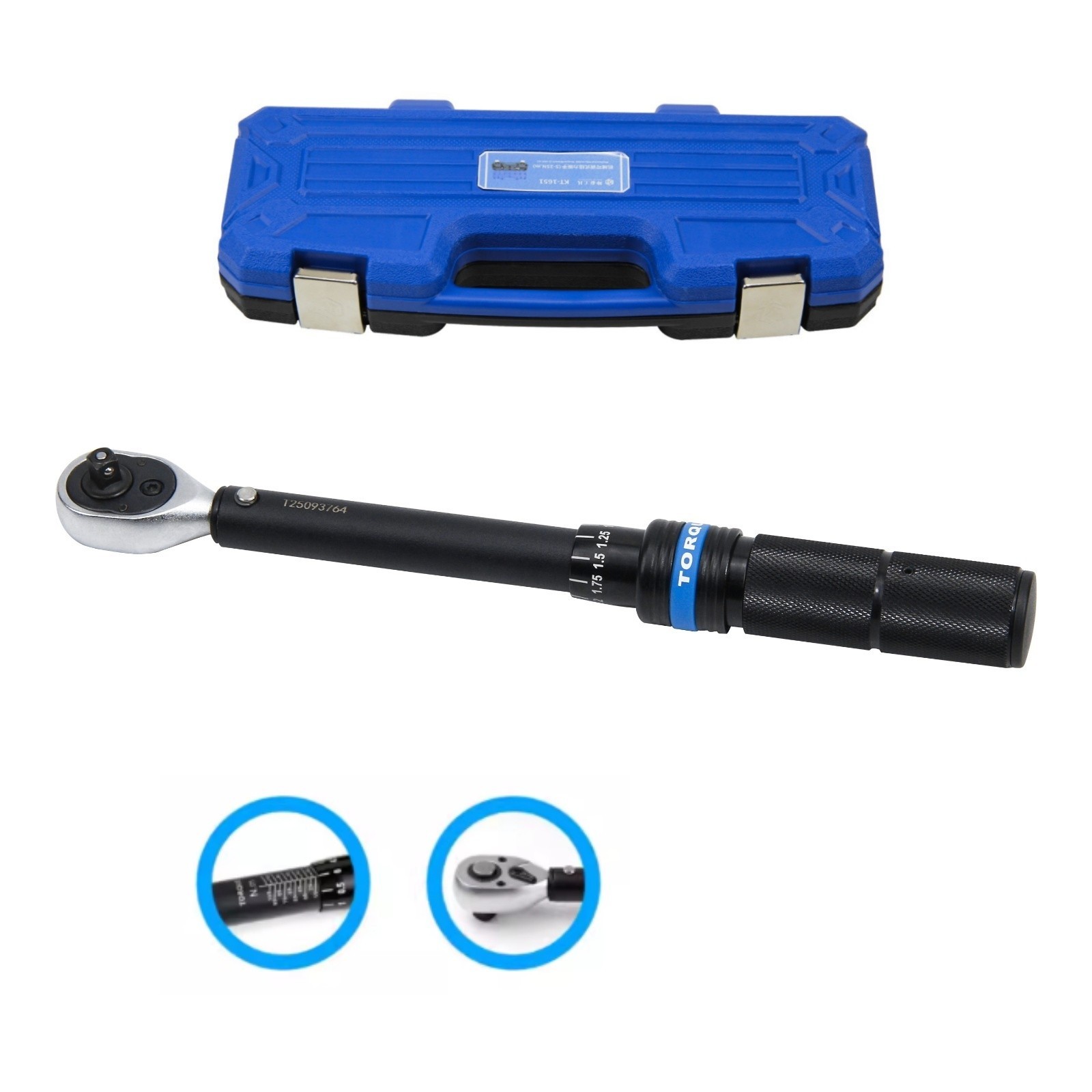1/4″ Drive Adjustable Click Torque Wrench 5-25 Nm Dual Range Scales for Car