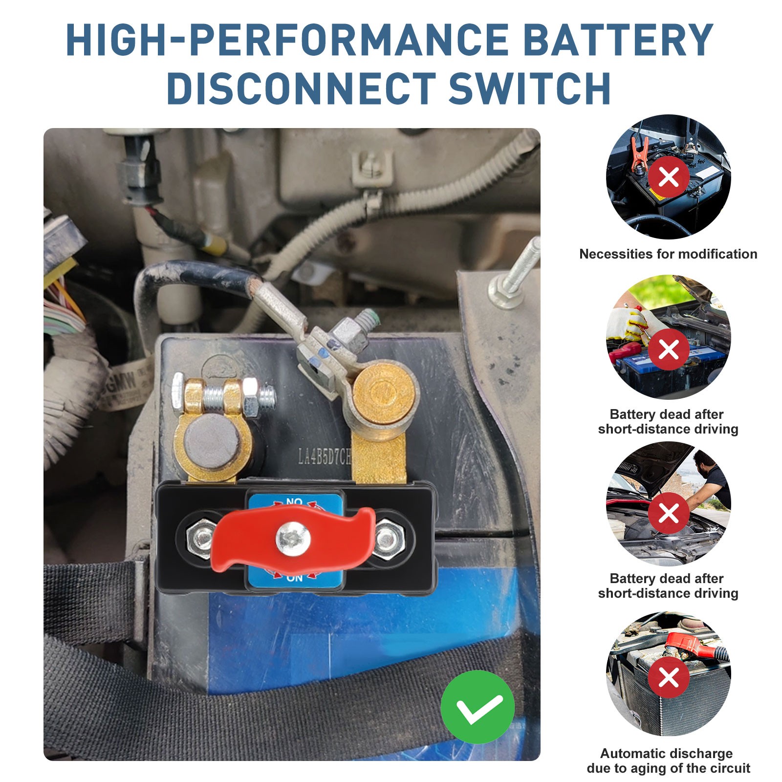 2Pcs Universal Battery Disconnect Switch 12V / 24V Cut Off Isolator for Cars RV