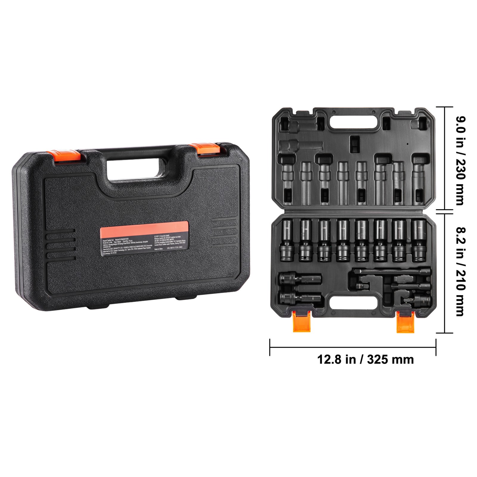 360 Degree Swivel Impact Sockets Set 14pcs 6-Point 3/8in Drive Socket Set