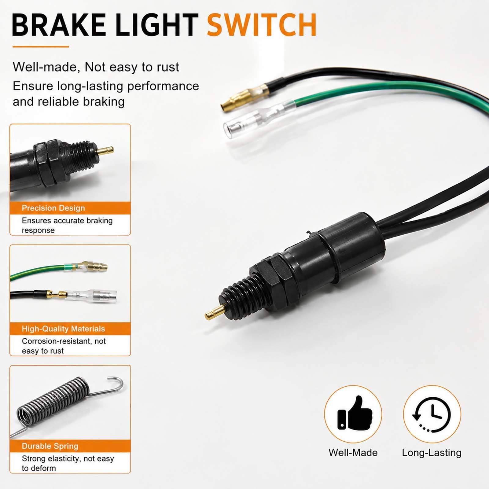 Off-Road Motorcycle Rear Brake Stop Light Switch w/ Spring Fits for Honda XR