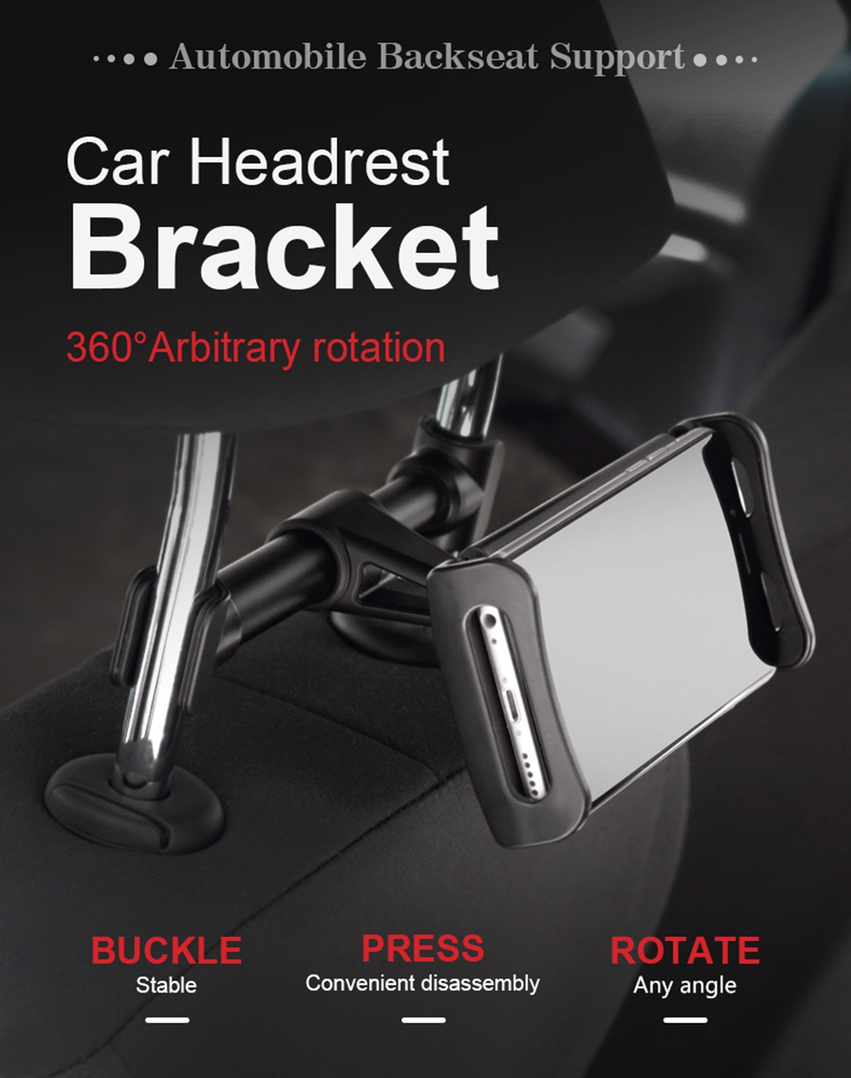 360° Adjustable Car Headrest Backseat Tablet Mount Holder for Apple iPad 2 3 4