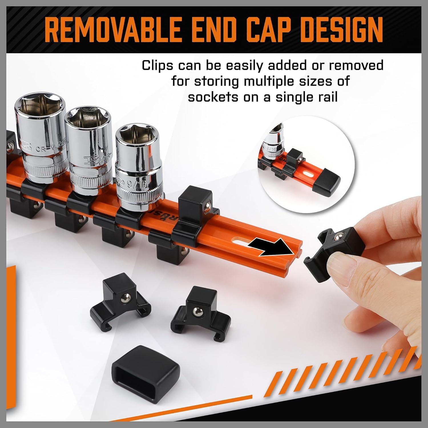 6PC Shallow Deep Socket Holder Organizer Rail Double Sided 1/4 3/8 1/2 in Driver