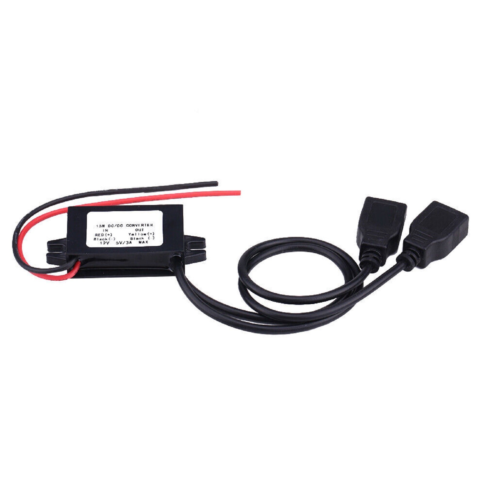 DC 12V To DC 5V 3A Dual USB Charger Adapter Power Converter Module For Car