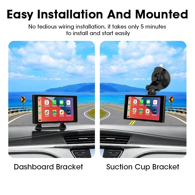 Portable 5 Inch 4K Car DVR Dash Cam Wireless Carplay & Android WIFI GPS