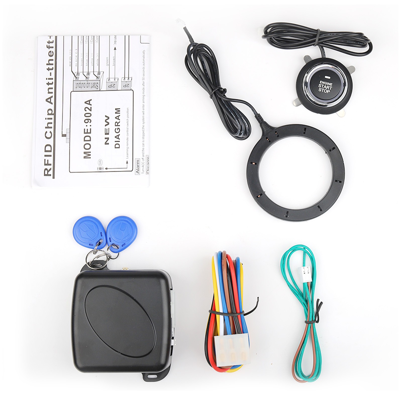 12V RFID Engine Start Car Ignition Switch Push Button Keyless Entry Starter Kit