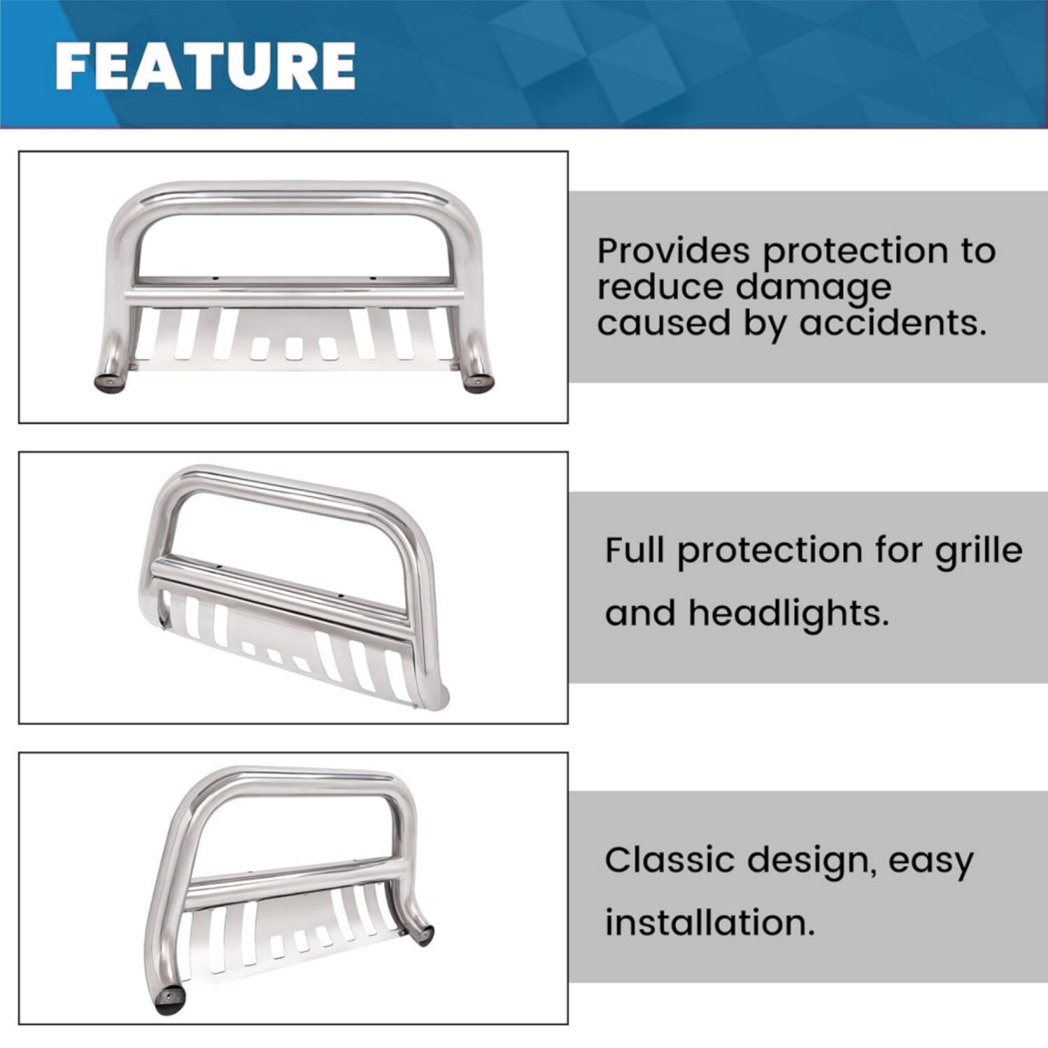 3″ Bull Bar Push Bumper Grille Guard for 2007-2021 2022 Toyota Tundra Sequoia
