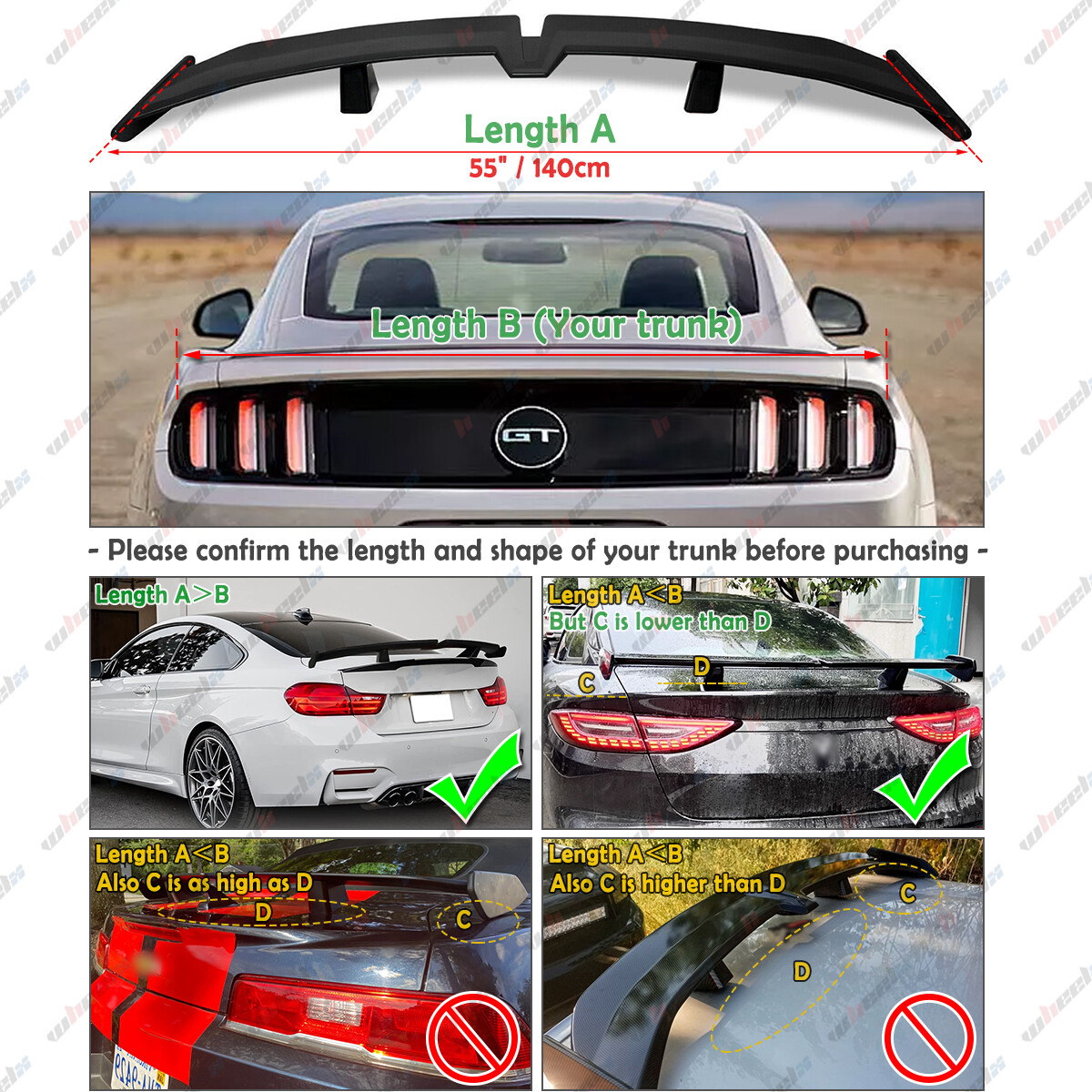 54” PRO Gloss Black Rear Trunk Spoiler Wing For Lexus IS250 350 300 200 Sedan