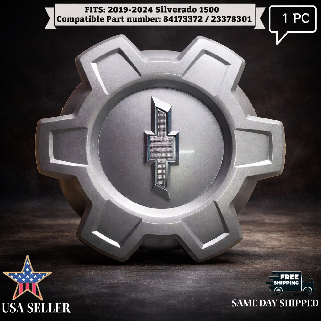 1 PC NEW 2019 – 24 Chevrolet Silverado 1500 Painted Silver Center Cap 84173372