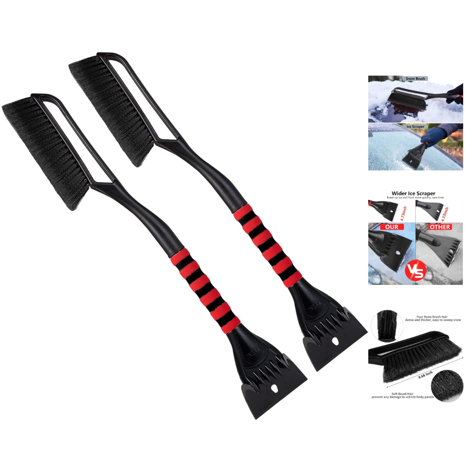 Durable 27″ Snow Brush & Ice Scraper Combo – Perfect for Cars & SUVs – 2 Pack