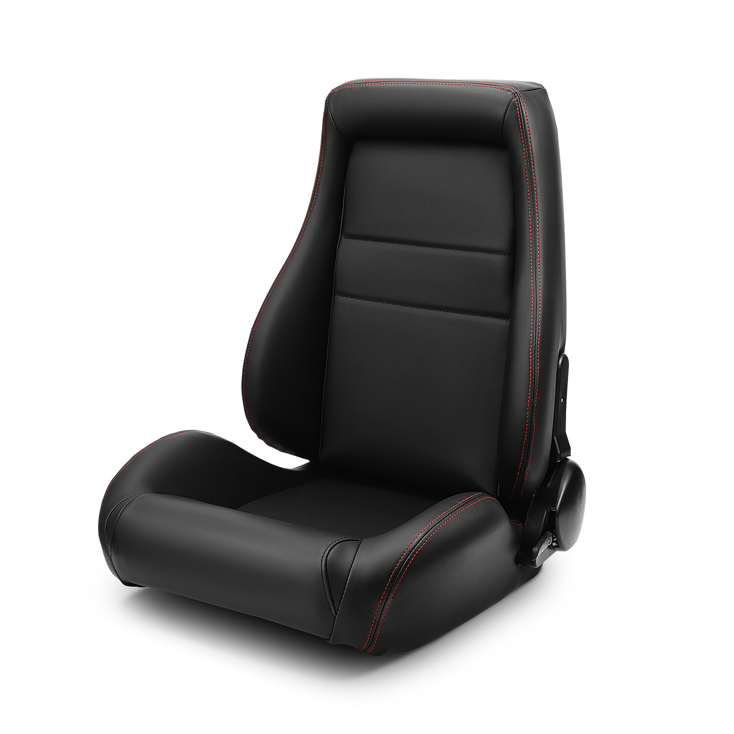 Universal 1 Pair Black OBS Style Seats Reclinable PVC Leather Car Seats