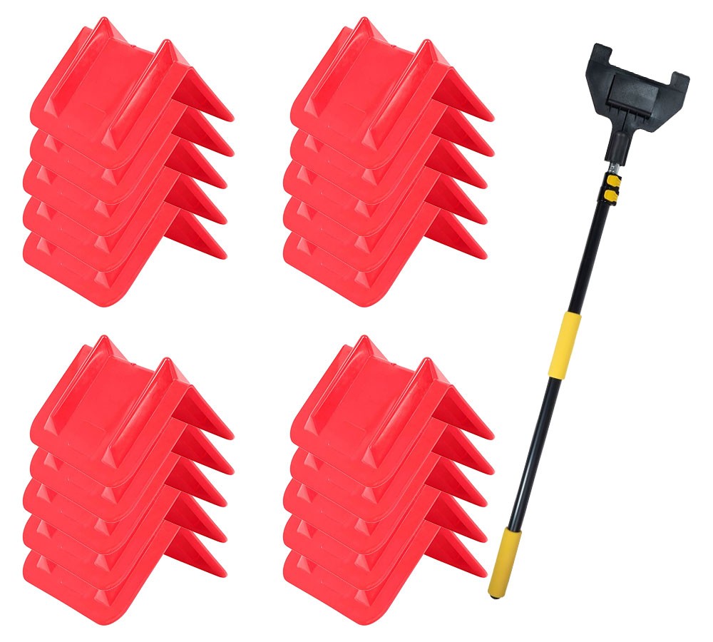 20PCS 8″x12″ Red V-Edge Flatbed Corner Protectors & 8′ Extension Handle Pole