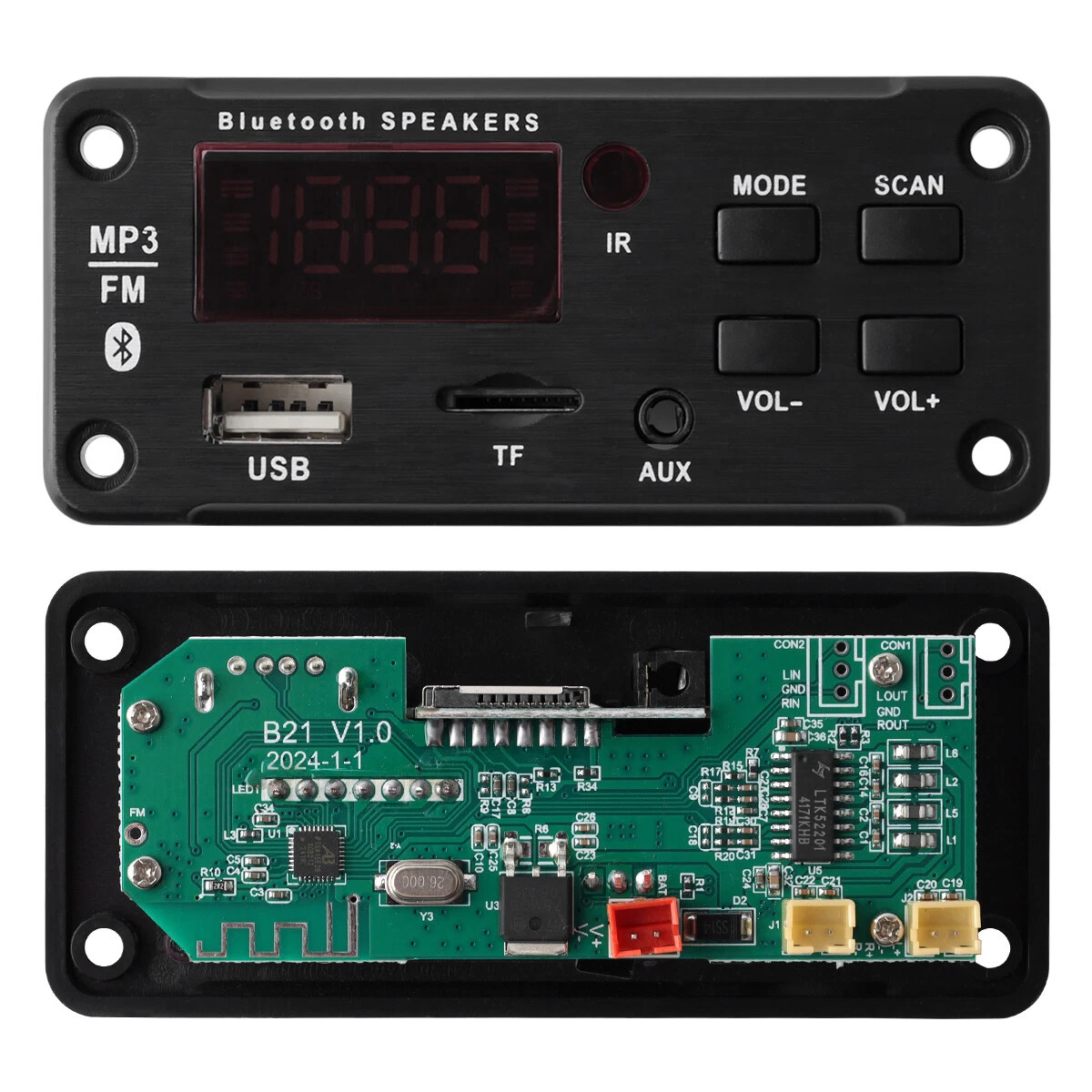 2x25W Amplifier Bluetooth 5.0 MP3 Player Decoder Board 12V Car FM Speaker Module
