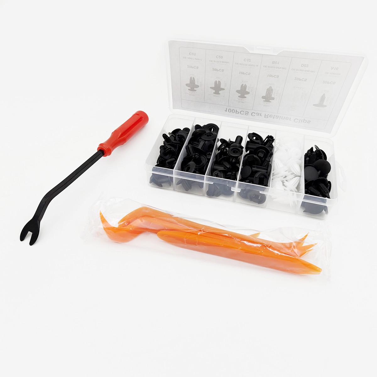 100Pcs Car Retainer Auto Fasteners Push Trim Plastic Clips Pin Rivet Bumper Kit
