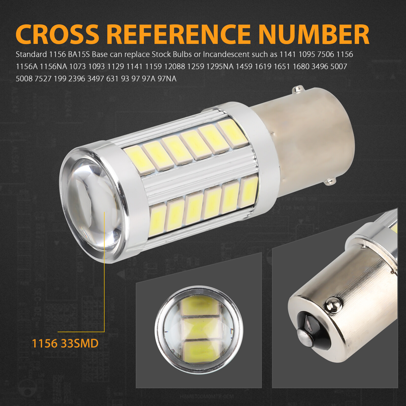 4x 1156 BA15S 33SMD LED Interior Light Bulb Tail Brake Reverse Turn Signal White