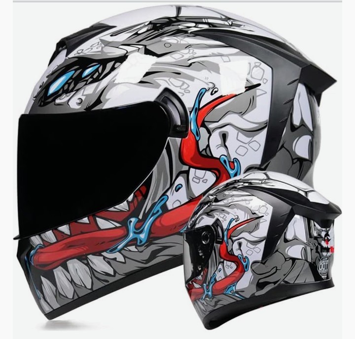 MotuoMr Unisex Adult Motorcycle Helmet DOT Approved Motorbike Black Mirror Sz L