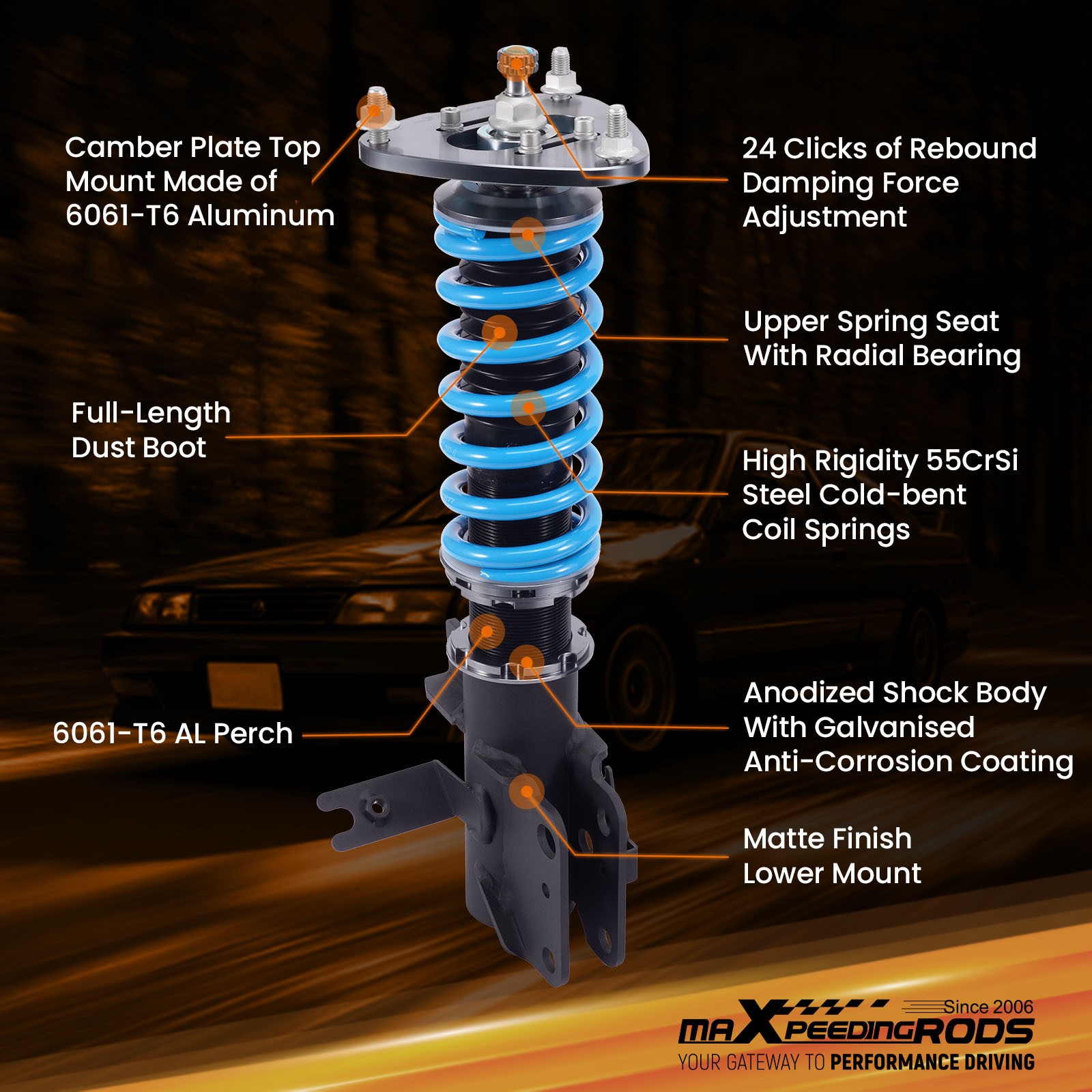 MaXpeedingrods T6 Coilovers Suspension Lowering Kit for Subaru WRX (VB) 2022+