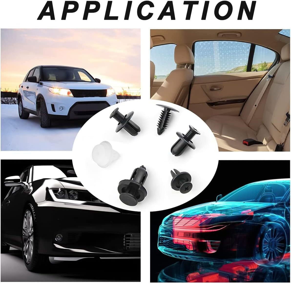 100Pcs Bumper Clips Retainer Auto Car Rivets Fastener Fender-Push Pin Trim +++