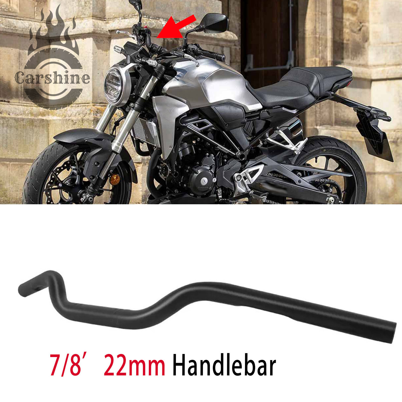 7/8″ 22mm Black Scooter Steel Motorcycle Drag Bar Handlebar For Honda-CB300R New