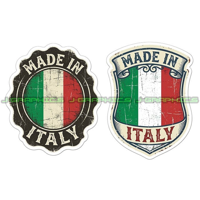 Made In Italy Flag Vinyl Decal Sticker Italia 2 Pack A