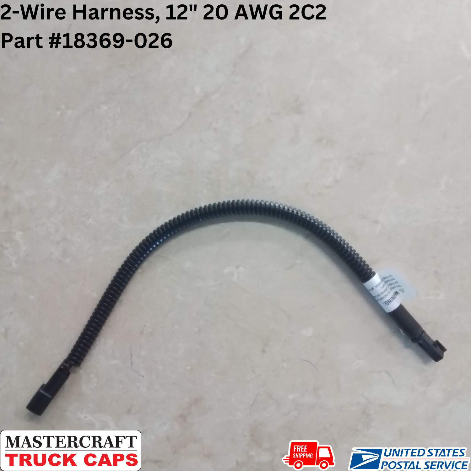 ARE Truck Caps Dome Light 2-Wire Harness, 12″ 20 AWG 2C2, Part #18369-026