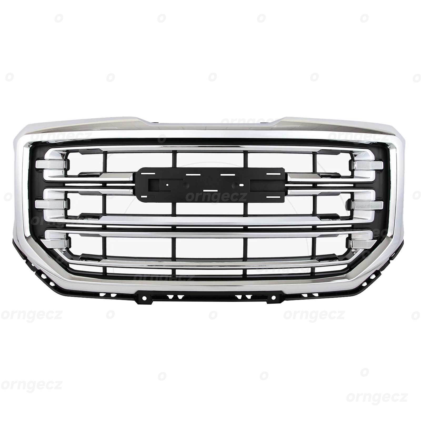 Front Upper Bumper Grille GM1200743 For GMC Sierra 1500 2016-2019 Black Chrome