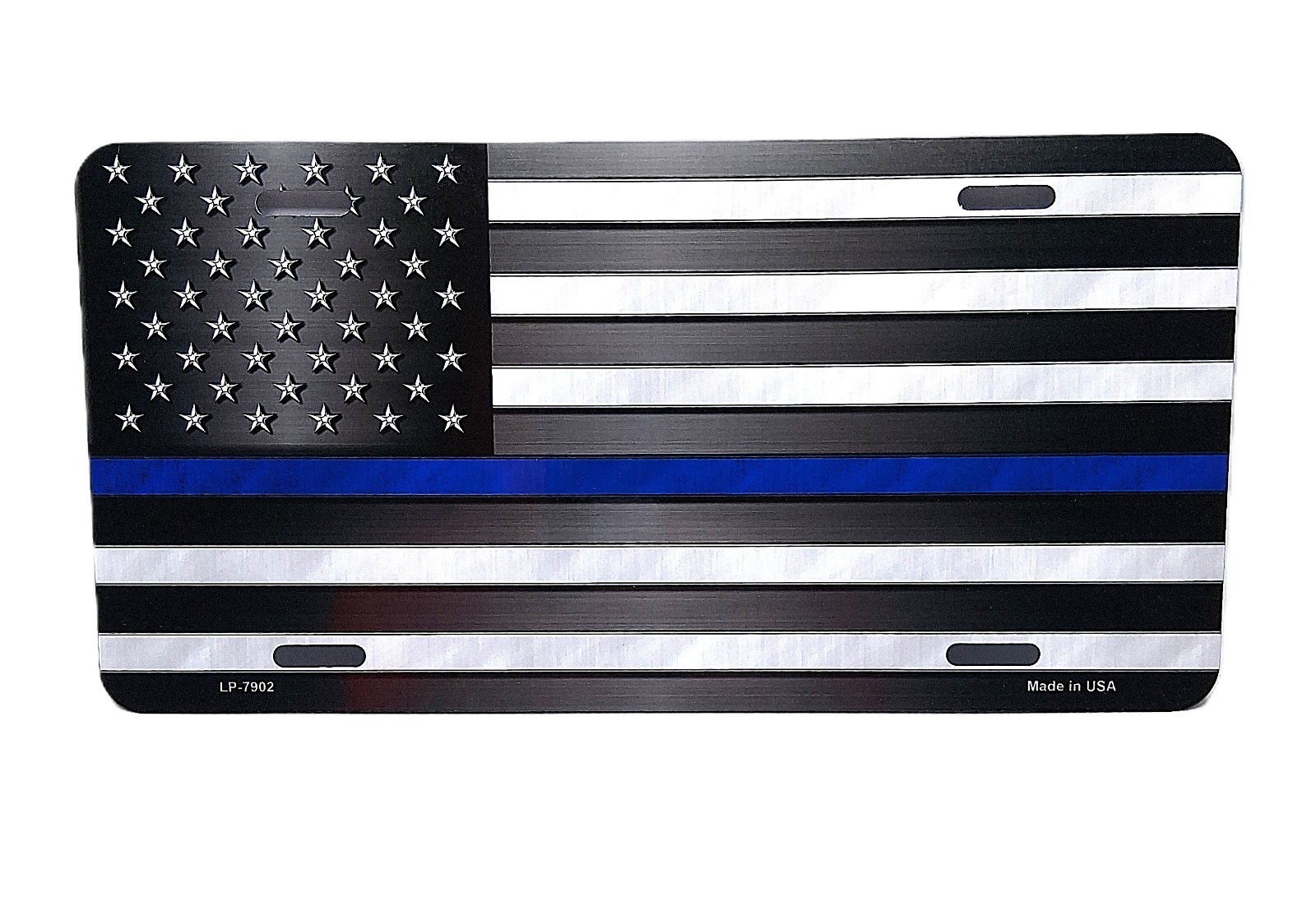 THIN BLUE LINE AMERICAN TACTICAL FLAG POLICE METAL CAR NOVELTY LICENSE PLATE TAG