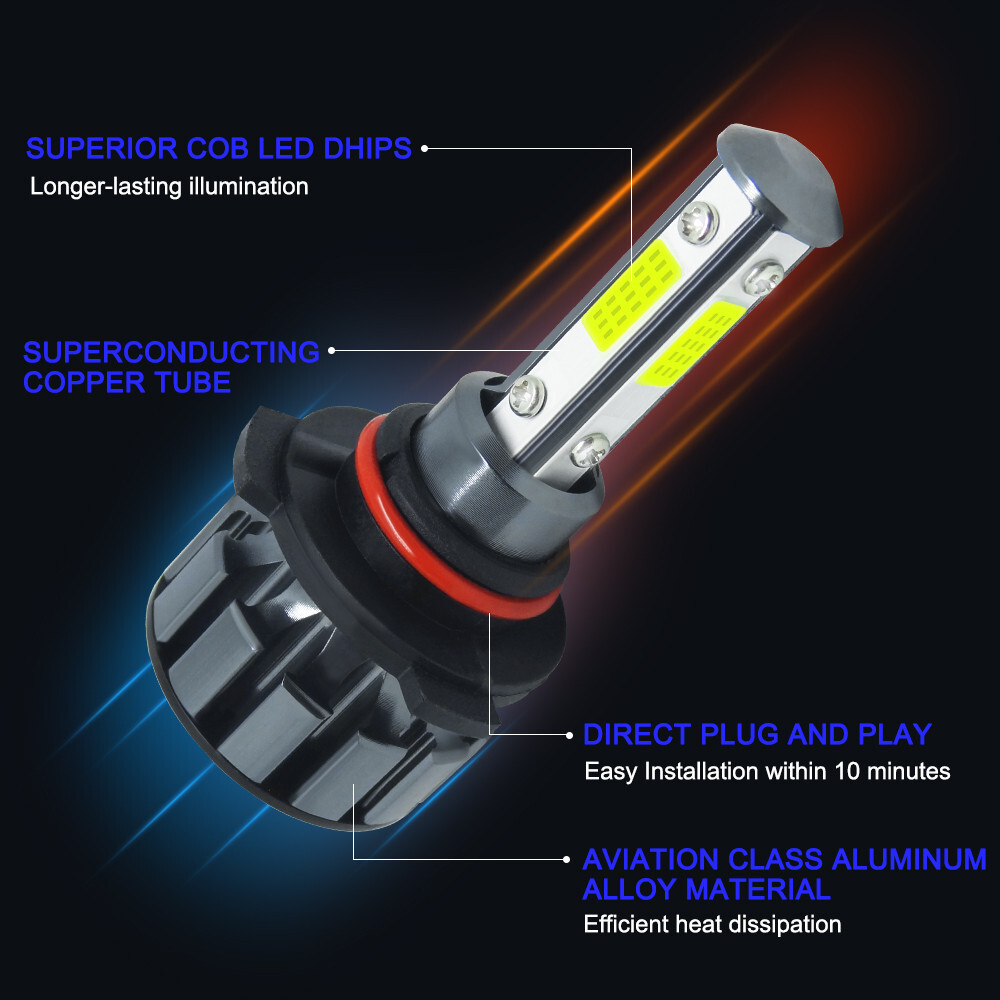 9005+9006 LED Combo COB LED Headlight Kit 360000LM Light Bulbs Hi/Low Beam 6000K