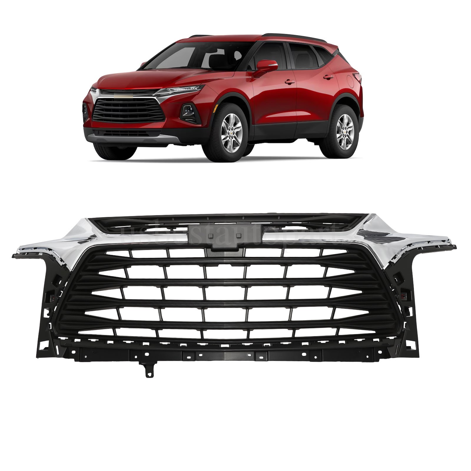For Chevrolet Chevy Blazer 2019-2022 Front Grille Assembly Grill Black Chrome