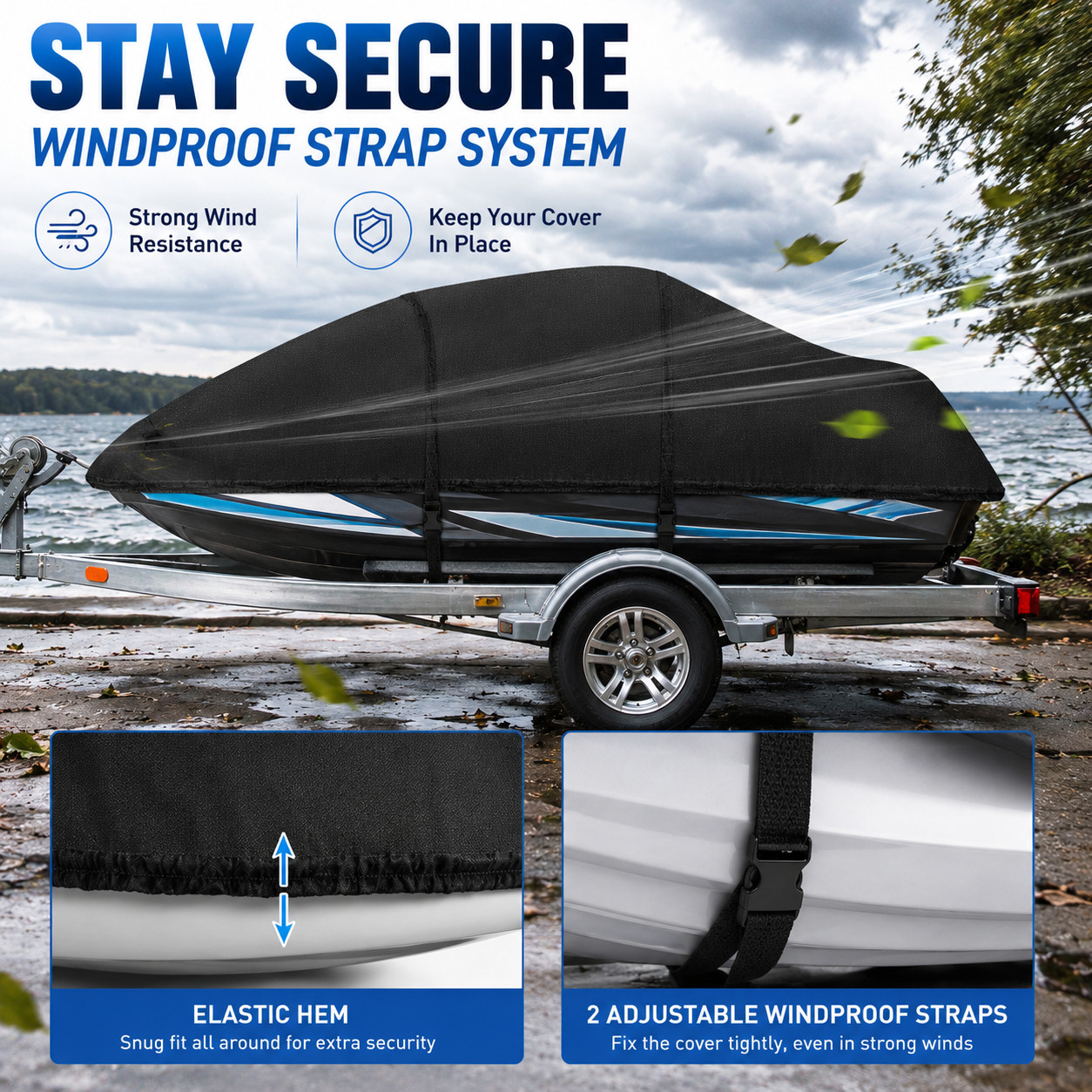 135-145″ Jet Ski Cover Waterproof UV Protect for Yamaha WaveRunner FX Cruiser HO