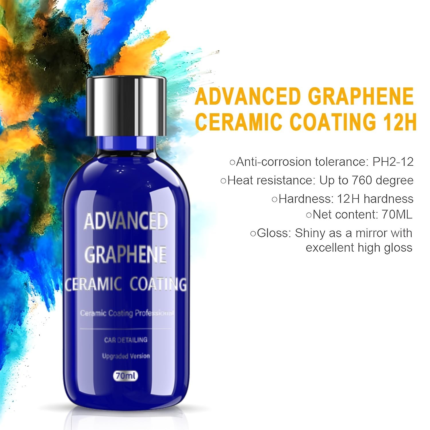 Graphene Ceramic Coating 70ML – 12H Auto Detailing, 10+ Years Protection, Glossy