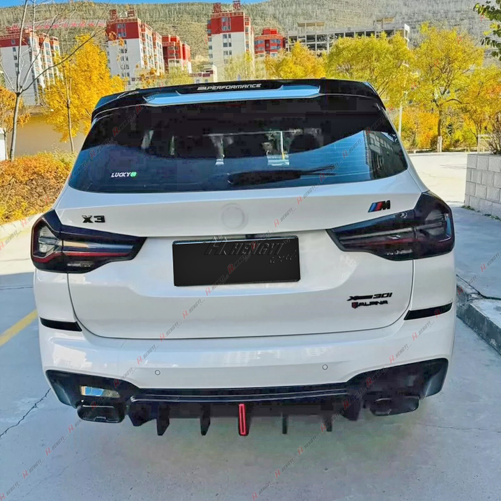 Gloss Black Rear Diffuser Lip W/Light For 18-21 BMW G01 X3 M40i M-Sport US Stock