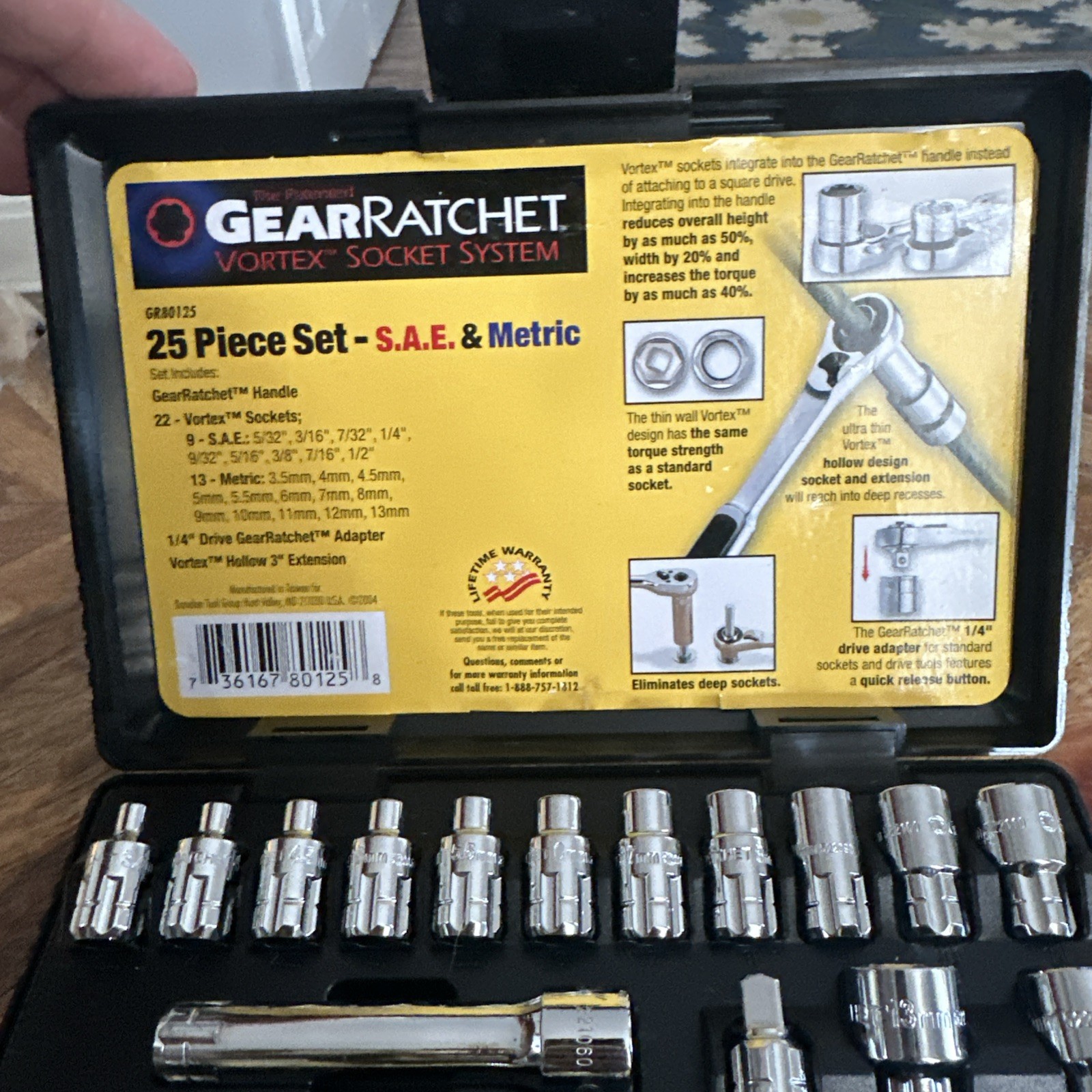 Gear Ratchet Vortex Socket System By Gear Wrench 25 pcs SAE & Metric