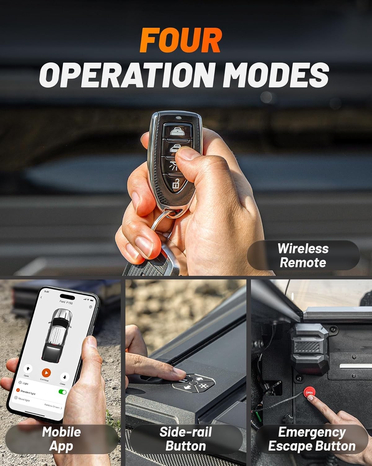 WOLFBOX Power Retractable Tonneau Cover Truck Bed Cover with Remote Control &App