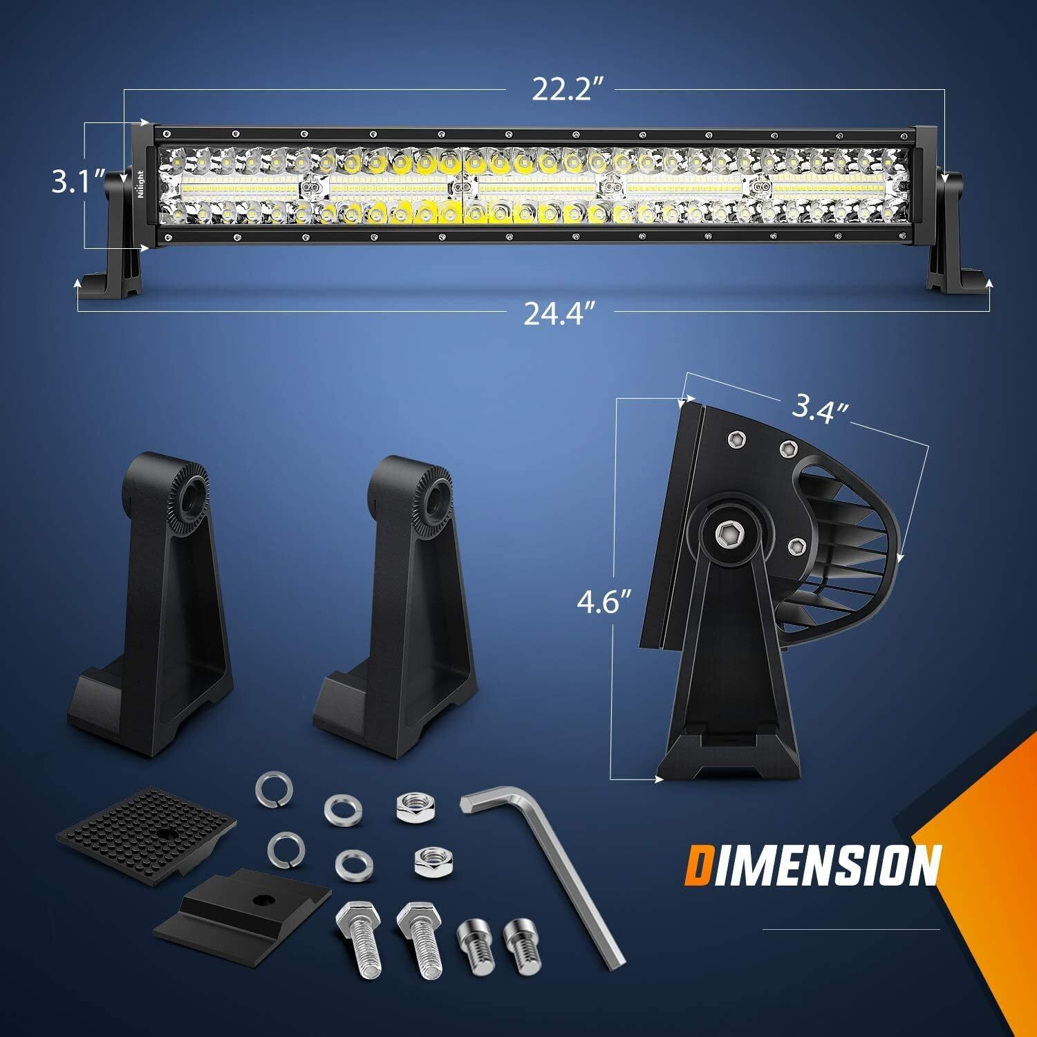 Nilight Led Light Bar 22Inch 480W Triple Row Flood Spot Combo Waterproof