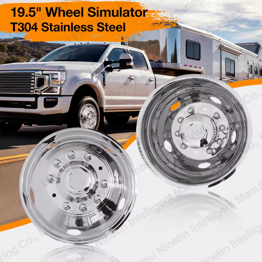 19.5″ 10 Lug Stainless Dual Wheel Simulator for 2005-2020 Ford F450 F550 Truck