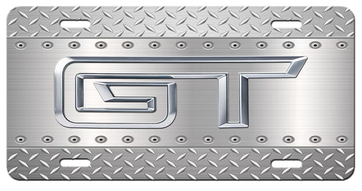 Custom Ford Gt Inspired Abstract Art Metal Aluminum License Plate Tag Silver