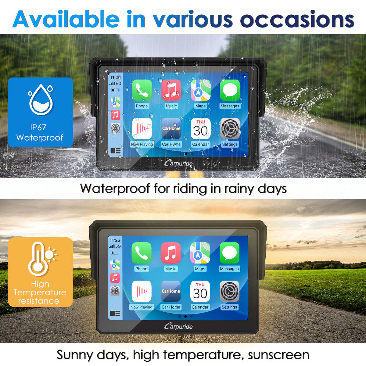 Carpuride 5” Wireless Carplay GPS Dual Bluetooth Android Auto Waterproof for BMW