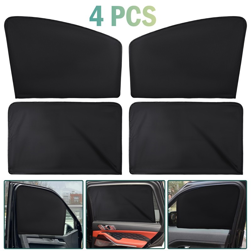 4PCS Car Sun Shade Curtains – 100% UV Protection Privacy Curtain Black