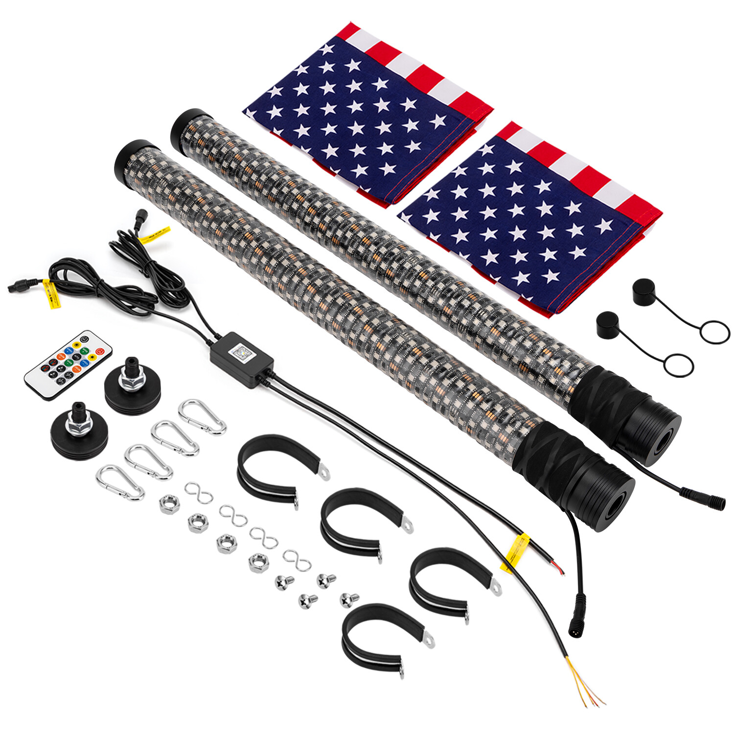 2PCS 2FT Thick Fat LED Whip Chasing RGB Light For Polaris RZR XP 1000 XP 4 1000