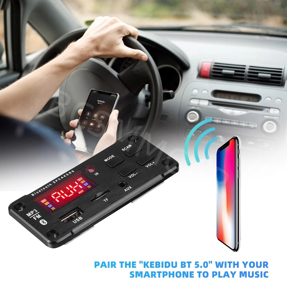 Bluetooth 5.0 Decoder Board Car MP3 Player Power Amplifier USB TF AUX FM Radio