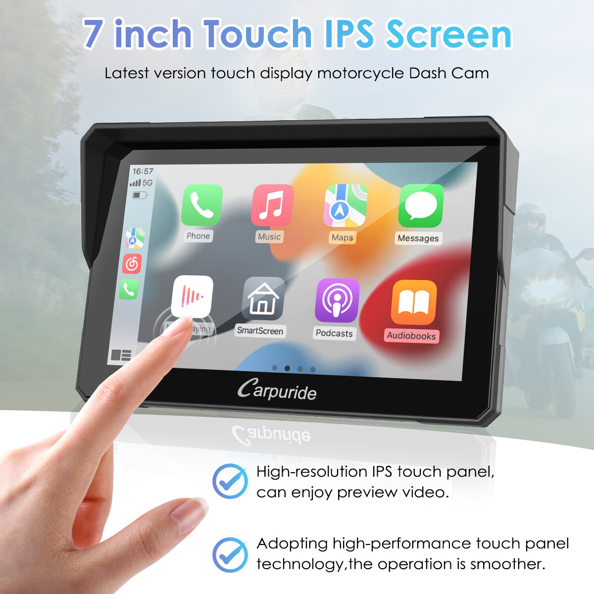 Carpuride Motorcycle Stereo Bluetooth Radio Wireless Apple CarPlay Android Auto