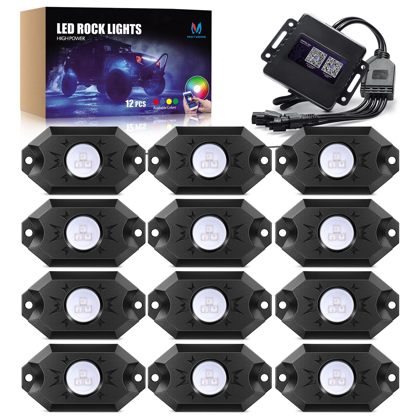 MICTUNING C2 RGB+IC Dream Color LED Rock Lights Kit, 8-24 Pods Underglow Lights