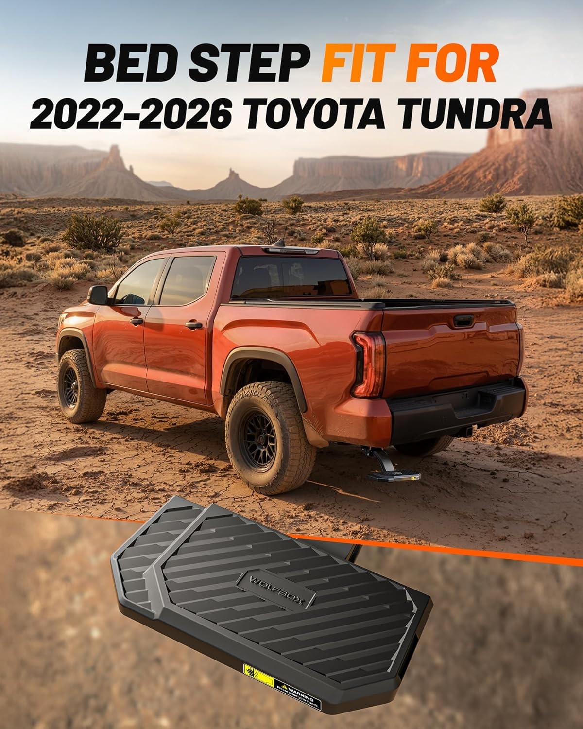 WOLFBOX Retractable Bed Step for 2022-2026 Toyota Tundra 330LBS Heavy-Duty NEW