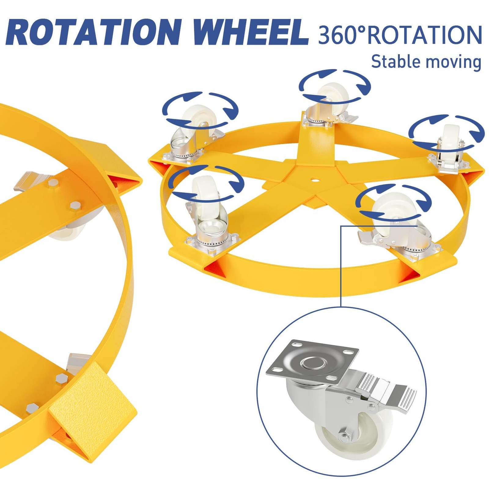 2PCS 55 Gal Drum Dolly Heavy Duty Barrel Cart 1250lbs with Swivel Casters