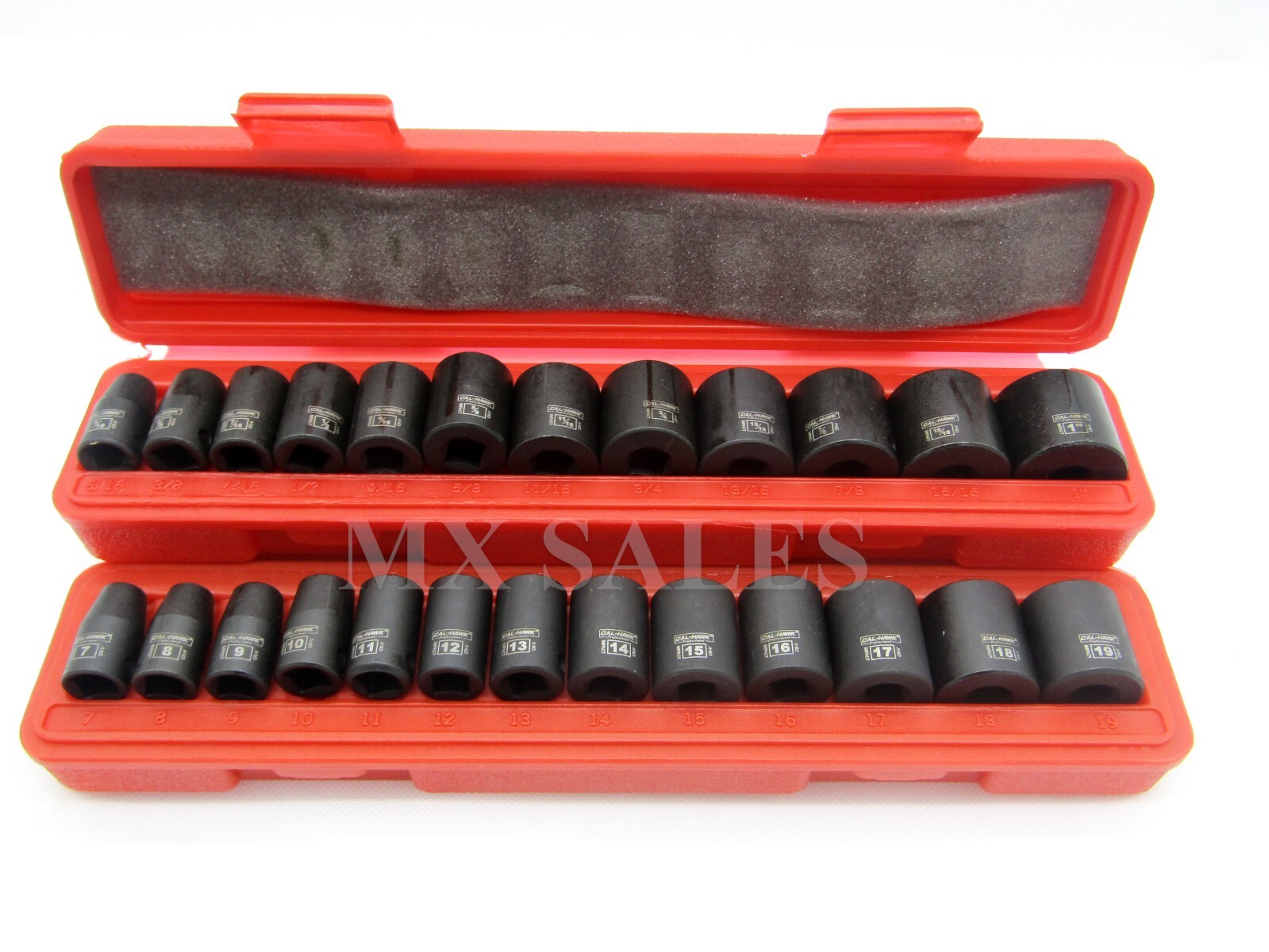 25pc 3/8″ Drive Shallow Air Impact Socket Set SAE & Metric 6 Point Sockets
