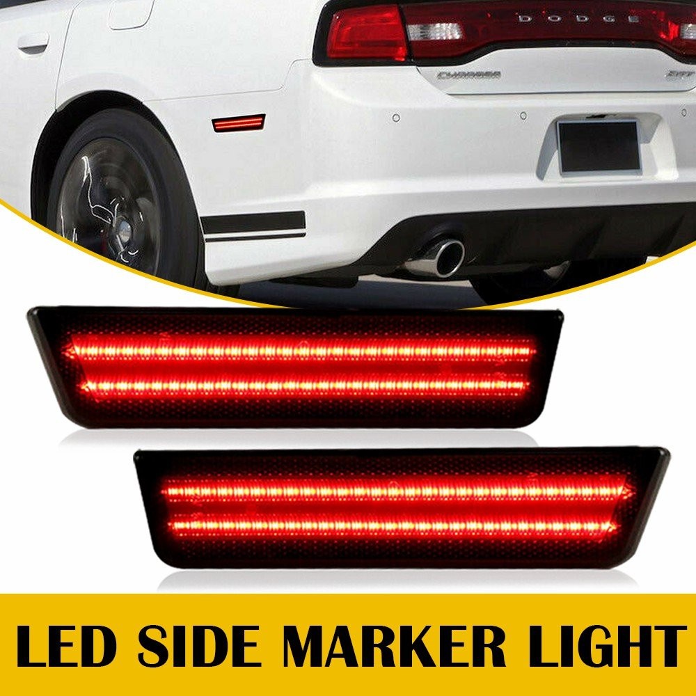 OXILAM Red Lens LED Rear Bumper Side Marker Light Lamp For 11-14 Dodge Charger`