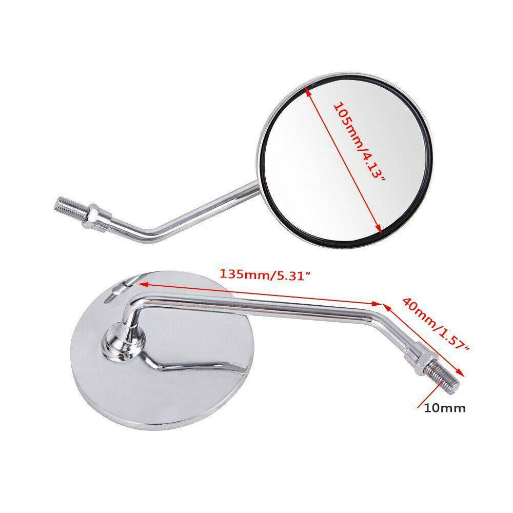 Motorcycle Chrome Round Rearview Side Mirror Universal For Vespa PX 125 Scooter