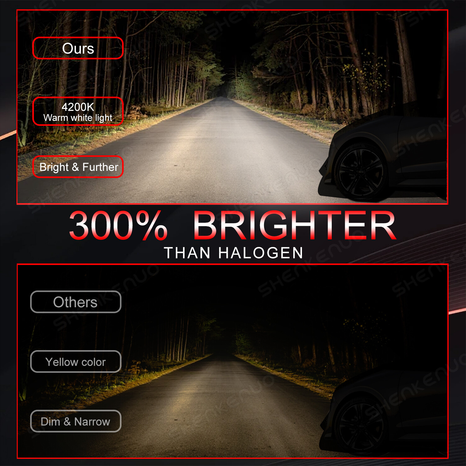 9005 H11 Halogen Headlight KIT Combo Bulbs High&Low Beam Super Bright Warm White