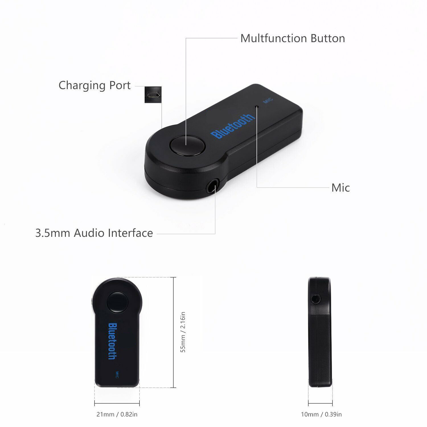 Wireless Bluetooth 3.5mm AUX Audio Stereo Music Car Receiver Adapter New Kit